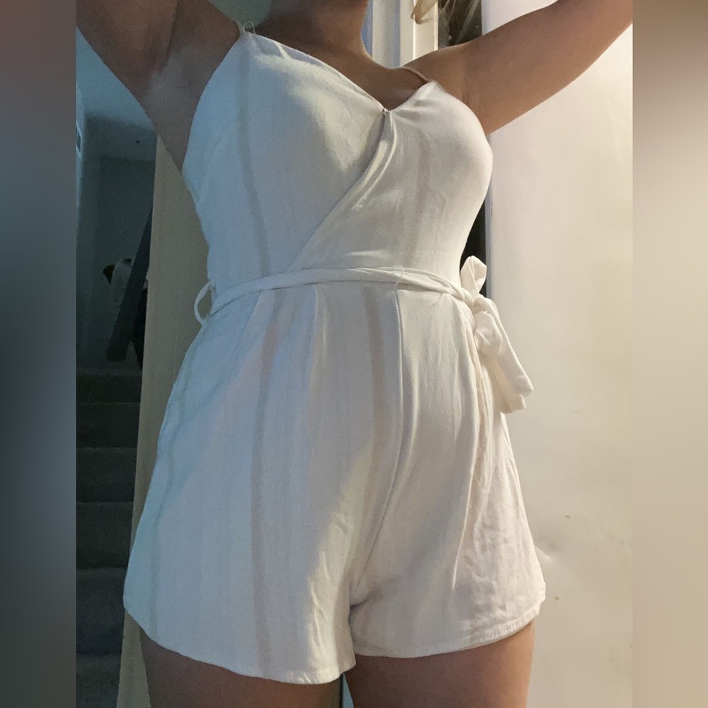 White Striped Romper